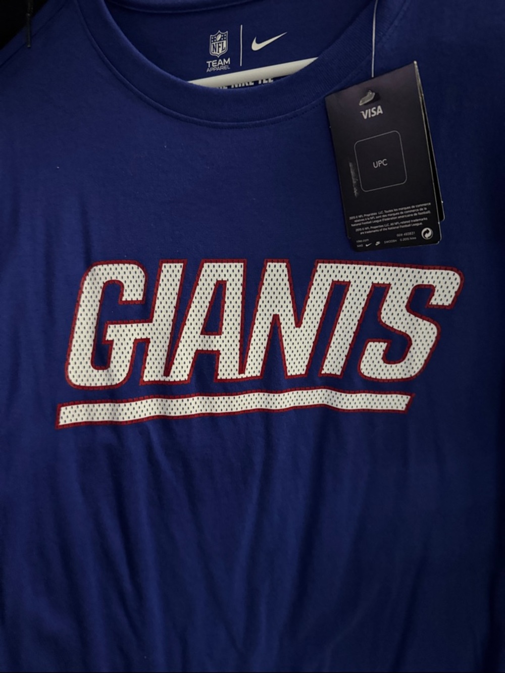 THE Nike TEE GIANTS Royal Blue NFL Team Apparel Graphic Tee